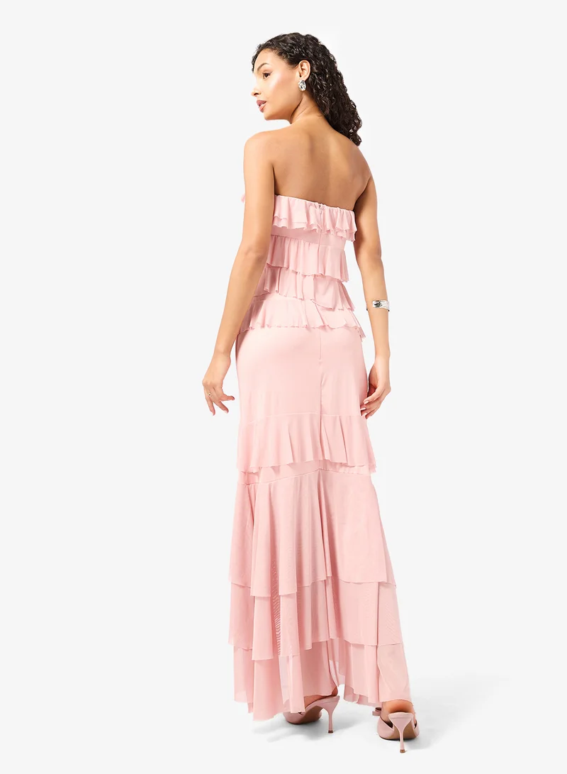 Ginger Off Shoulder Frill Detail Maxi Dress